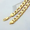 Män halsband 24k gult guldfylld figaro kedja hiphop smycken329p