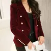 Wholesale- M-2XL Plus Size 2017 Herfst Vrouwelijke Koreaanse Slanke Was Dunne Velvet Leisure Pak Solid Color Double-Breasted Jacket B5074