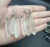 1 pair natural clear crystal earbob Personality fashion clear gemstone rough crystal wand eardrop reiki healing