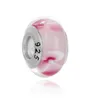 10 Stück rosa Blume 925 Sterling Silber Murano Lampwork Glasperlen Charm großes Loch lose Perlen für Pandora europäisches Armband Halskette Weihnachten