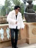 Nieuwe mode faux bont herenjack hoodies bont jas bruin witte mannen lange mouwen kleding winter bovenkleding