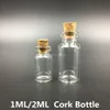 0.5ml 1ml 2ml 5mlバイアルコルク付きの透明なガラス瓶コルク付きミニチュアガラスボトル空のサンプルジャー /メッセージウェディングウィッシュジュエリー