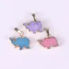 Brasilianischer Elefant Druzy Anhänger Einzigartige Natürliche Lila Rosa Blau Druzy Anhänger Glück Frieden Tier Baby Elefant Gold Umrandet Charms Großhandel