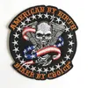 Classic American by Birth Biker by Choice Skull Flag Biker Bunk Sew on Biker Vest Badge無料配送