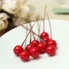 Wholesale-90pcs/Lot Red Christmas Artificial Fruit Berry Holly Flowers Pick DIY Craft Home Wedding Xmas Party Decoration Tree Ornament
