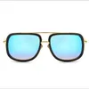 Wholesale-Fashion Mens Sunglasses Flat Top Lens Sun Glasses For Men Square Gold Male Sunglass Driving Big Metal Man