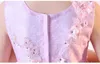 Elegant Appliques Pink Lace Flower Girl Wedding Dress Long Trailing Girl Birthday Prom Formal First Communion Gown Baby Baptism Dresses