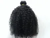 Brezilya insan bakire Remy klip in saç uzatma karışık kıvırcık saç atkı koyu siyah 1 # rengi