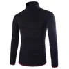 Homens Tops Turtleneck Thmitted Pullover Primavera Outono Slim Fit Elastic Homme Sólido Suéters Mens New Basic Style