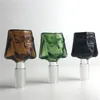 Färgglada 14 mm glasskålar med grön svart brunfärgad skål för bongar Tjocka Pyrex-glasvattenrör för glasbongar Oljeriggar