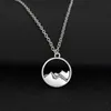 Everfast 10pc Lot New Fashion Silhouette Snow Mountain Round Pendant Charm Halsband Sisters Girls Family Gift EFN044-F2482