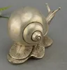 Chinois Fengshui Argent Animal Escargots Shell Turbo H￩lice Statue Figurine