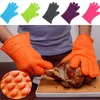Neue Silikon BBQ Handschuhe Anti Slip Hitzebeständige Mikrowelle Topf Backen Kochen Küche Werkzeug Fünf Finger Handschuhe WX9-11