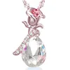 La mode complète diamants rose ange larmes goutte goutte collier femme courte section avec chaîne de la vague de l'eau YP079 Arts et Artisanat pendentif avec chaîne