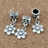100PCS Alloy Forntida silverblomma Charms Pendants för smycken gör armband Halsband DIY Tillbehör 9.5 * 25mm A-119a