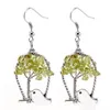 Creative Bird Tree of Life Dangling Earrings Fashion Personality Crystal Stone Earring Silver Plated Hooks Dangle Jewelry Handmade