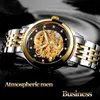 Sports Watches Dragon Skeleton Automatic Mechanical Watches For Men Wrist Watch Stainless Steel Strap Gold Clock 50m Waterproof Me253W