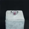 الخالد 925 فضة مجوهرات الأميرة قطع 3CT الوردي مربع توباز خواتم الماس إصبع خاتم الزفاف الفرقة للنساء الحجم 5،6،7،8،9،10