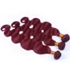 Body Wave Burgundy Hair Weaves Bright #99J Peruvian Virgin Human Hair Body Wave Wine Red Hair Wefts 3pcs/lot 8A Grade