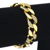 Hip Hop Smycken Mäns Iced Out Armband Lyx Simulerad Half Diamond Bangles Gold Fylld Miami Kubansk Link Kedja för Mens Mode Smycken