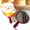 BONITO COSMETIC Compact Mirror Fabric Cat Mapas Espelho Japão recrutando canela bolso de duas lados Ferramentas de maquiagem Ferves de presente de casamento