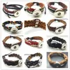 New Mix Vintage Style Ginger Snaps Jewelry Stretchable Leather Bracelet Fit Interchangeable 18mm Diy Snaps Charm