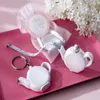 100 Stück Hochzeitsgeschenke, Love is Brewing Teekanne, Maßband, Schlüsselanhänger, tragbarer Mini-Schlüsselanhänger im Organzabeutel mit Anhänger, praktisches Geschenk