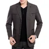 Ternos Masculinos Blazers 2021 Inverno de Alta Qualidade 50% Lã Blend Blazer Homens Outwear Casual Outwear Slim Partido Negócio Terno Preto Cinza Plus Size XXXL1