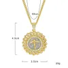 New Men Women Fashion Angle Pendant Necklace European Hip Hop Jewelry Silver/Gold Plated Shiny Rhinestone Round Necklace