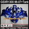 Gloss Black 8Gift för Suzuki Hayabusa GSXR1300 96 97 98 99 00 01 13MY106 GSXR 1300 GSX-R1300 GSX R1300 02 03 04 05 06 07 Glans Svart Fairing