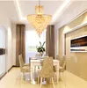 LED Moderne kroonluchter American Gold Crystal Chandeliers Lights Fecture Home Dining Room Hotel Hall Restaurant Crystal Droplight Hanging Lamp