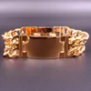 Gold Tone Biker En Acier Inoxydable De Mode nouveaux Bijoux 2 Rangée Gourmette Bracelet Lisse ID Bracelet pour Hommes femmes grand 22mm 9 pouces