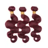 Braziliaanse Rode Body Wave Menselijk Haar 3 Bundels Bourgondië 99J Braziliaans Maagdelijk Menselijk Haar Weave Two Tone Gekleurde Haar WEFTS-extensies