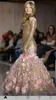 Gouden sequin zeemeermin pageant jurk handgemaakte bloemen lange mouwen backless bloem meisjes jurken glinsterende vloer lengte eerste communie jassen