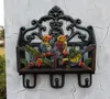 Antique Victorian Cast Iron Painted Birds Letter Rack Wall Shelf Wall Mounted Mail Key Rack 3 Hooks Letter Bill Newspaper Holder O240F