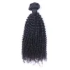 Brazilian Kinky Curly Human Hair Weaves 3 Bundles With 4x4 Lace Closures Natural Black Color Pre-Plucked