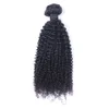 Brazilian Kinky Curly Human Hair Weaves 3 Bundles With 4x4 Lace Closures Natural Black Color Pre-Plucked