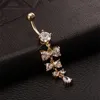 Doce umbigo Anéis Brilhante Crystal Bowknot Piercing Botão Botão Anéis Para Mulheres Piercing Piercing 18K Amarelo Ouro Banhado Umbigo De Jóias De Forma