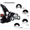 Reflektor Lampa LED Lampa Lampa Latarka T6 + 2R5 LED Headlight Camping Light Light + 2 * 18650 Bateria + samochód EU / US / AU / UK Ładowarka + 1 * USB