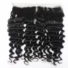 Cabelo humano Não Processado Cabelo Humano Laço Frontal Encerramento Peruano Solto Profundo Lace Frontals 13 * 4 1B Parte Livre 8 "-20" Livre Derramamento