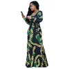 2017 Autumn Womens Maxi Dress Traditional African Print Long Dress Dashiki Elastic Elegant Ladies Bodycon Vintage Chain Print Plus size 3XL