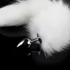 Anal Toys Wild Stainless Steel White Fox Tail Butt Plug Sex Toy for Adult White 14 inchs #R42