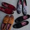 Italian Brand Casual Shoes Genuine Leather Cow Suede Tassel Men Loafers Designer Brand Slip On Dress Shoes Oxfords Shoes For Man Red Sole