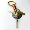 Ny Arriver Retro 20st Lasser Mix Style Cowhide Leather Key Ring Copper Key Chain Fashion Key Ring Smyckesgåva för man271z