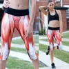 Женская мода мышцы цифровой печатных 7 точка Капри Брюки йога брюки пламя спортивные леггинсы фитнес леггинсы Бесплатная доставка