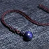 Perle di arenaria fortunate dal Brasile in corda di cuoio Retro Cosmos Style Cielo scuro Notte stellata Ispirato scintillante Blue Sand Stone Bead Necklace