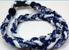 En gros 400 PCS/Lot Baseball Sport Titane 3 Corde Tressé Blanc Bleu Foncé Sport Corde Collier RT002