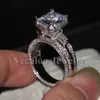 Vecalon Eiffel Tower Women Big Jewelry ring 10ct 5A Zircon stone 300pcs Cz 925 Sterling Silver Engagement Wedding Band Ring