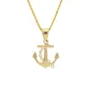 New Arrival Gold Plated Anchor Pendant Necklace Hip Hop Stainless Steel Trendy Mens Punk Navy Style Charm Pendant Necklace