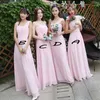 Country Bridesmaid Dresses Chiffon Long Bridesmaid Dress European Style Lace-up Back In Stock Blue,Light Purple,Light Yellow,Pink Cheap